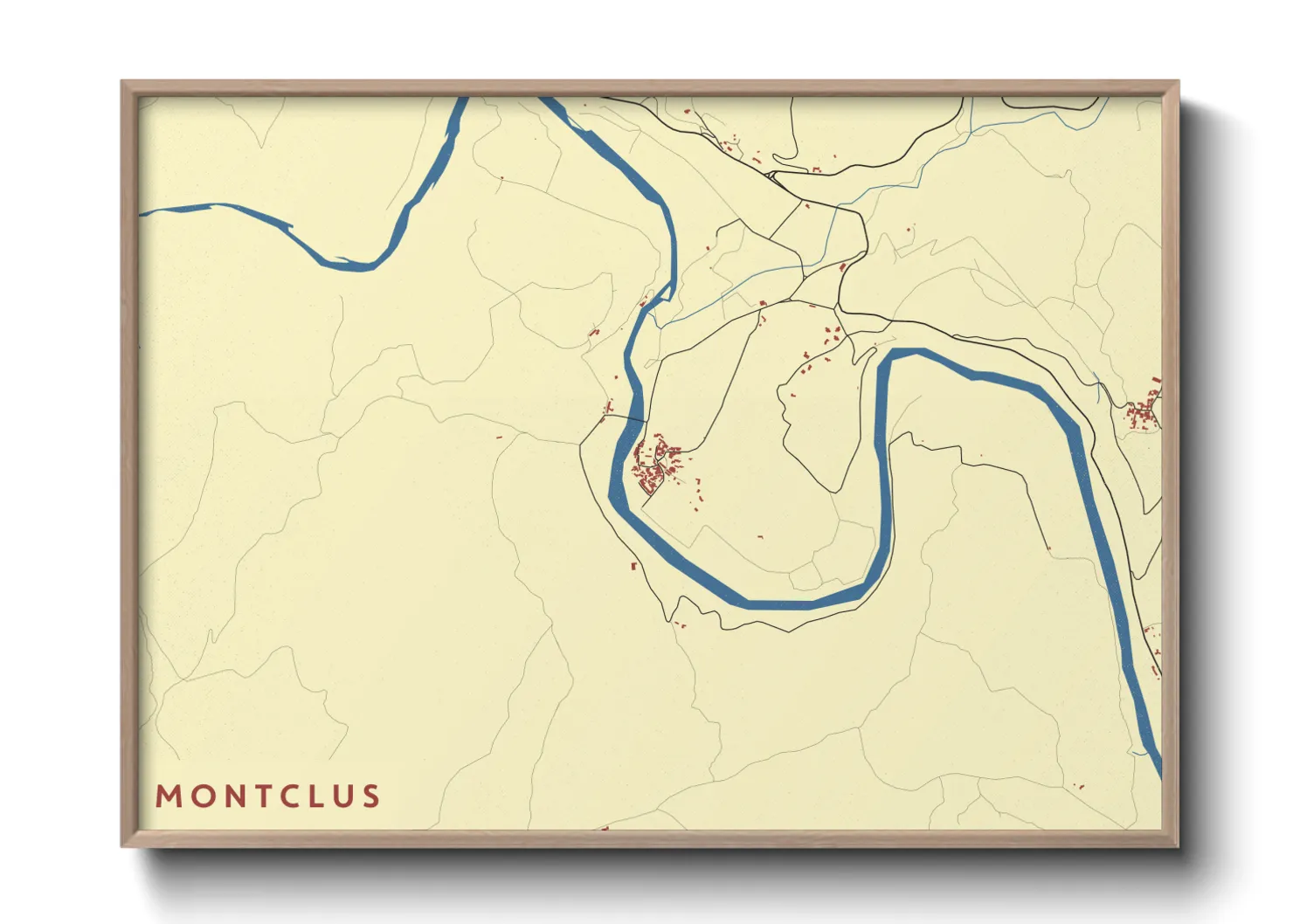 Une affiche de carte sur Montclus