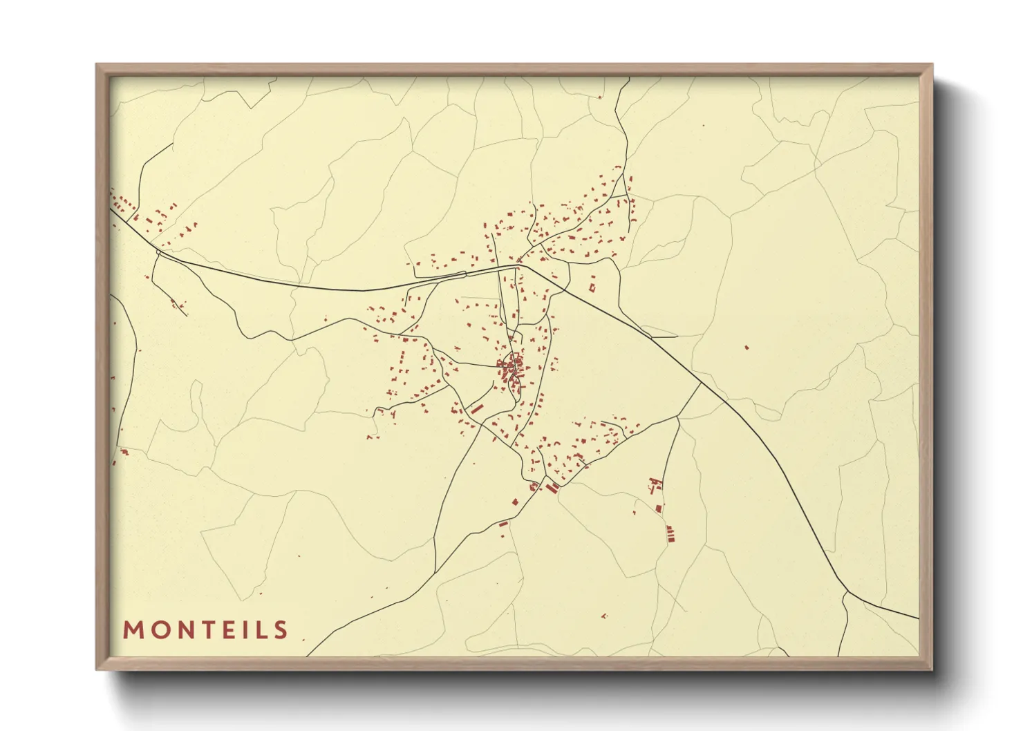 Une affiche de carte sur Monteils