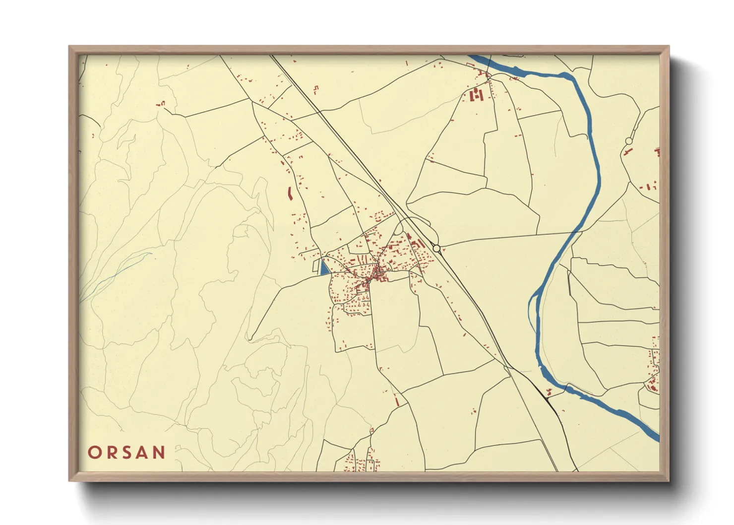 Une affiche de carte sur Orsan