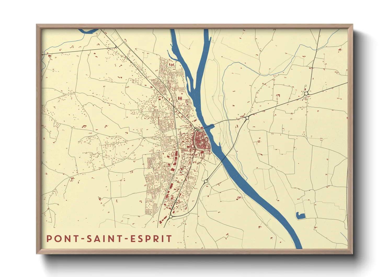 Une affiche de carte sur Pont-Saint-Esprit