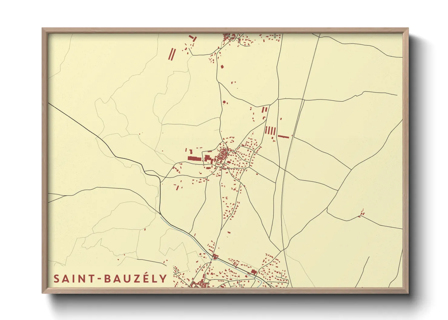 Une affiche de carte sur Saint-Bauzély