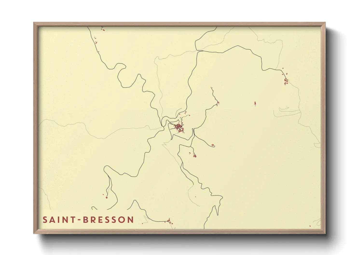 Une affiche de carte sur Saint-Bresson
