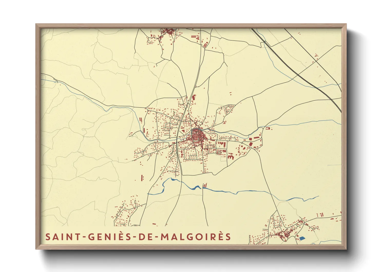 Une affiche de carte sur Saint-Geniès-de-Malgoirès