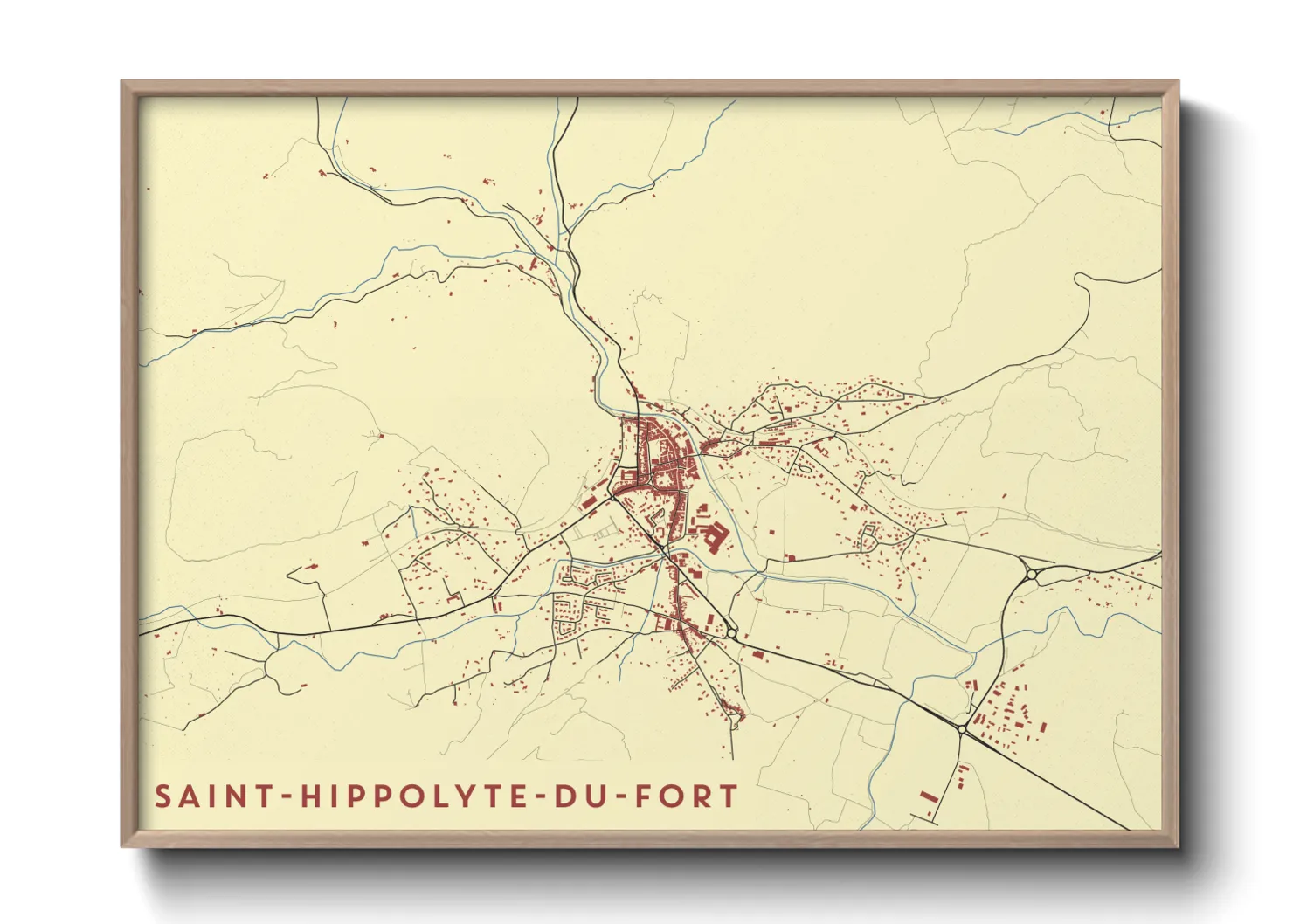 Une affiche de carte sur Saint-Hippolyte-du-Fort