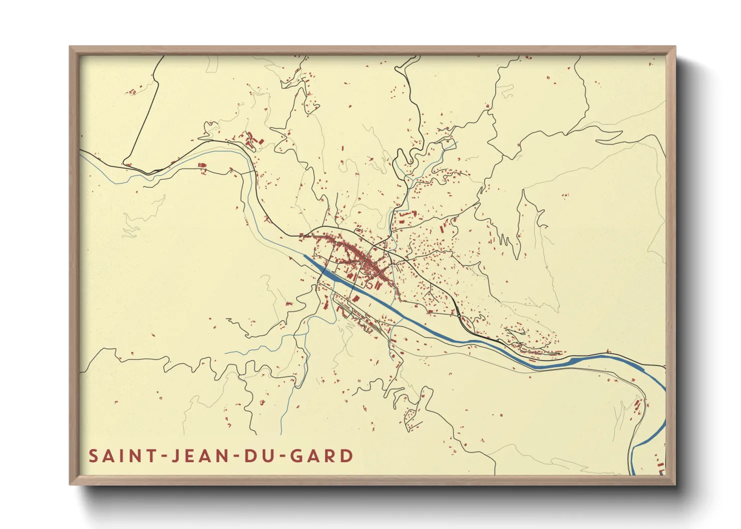 Une affiche de carte sur Saint-Jean-du-Gard