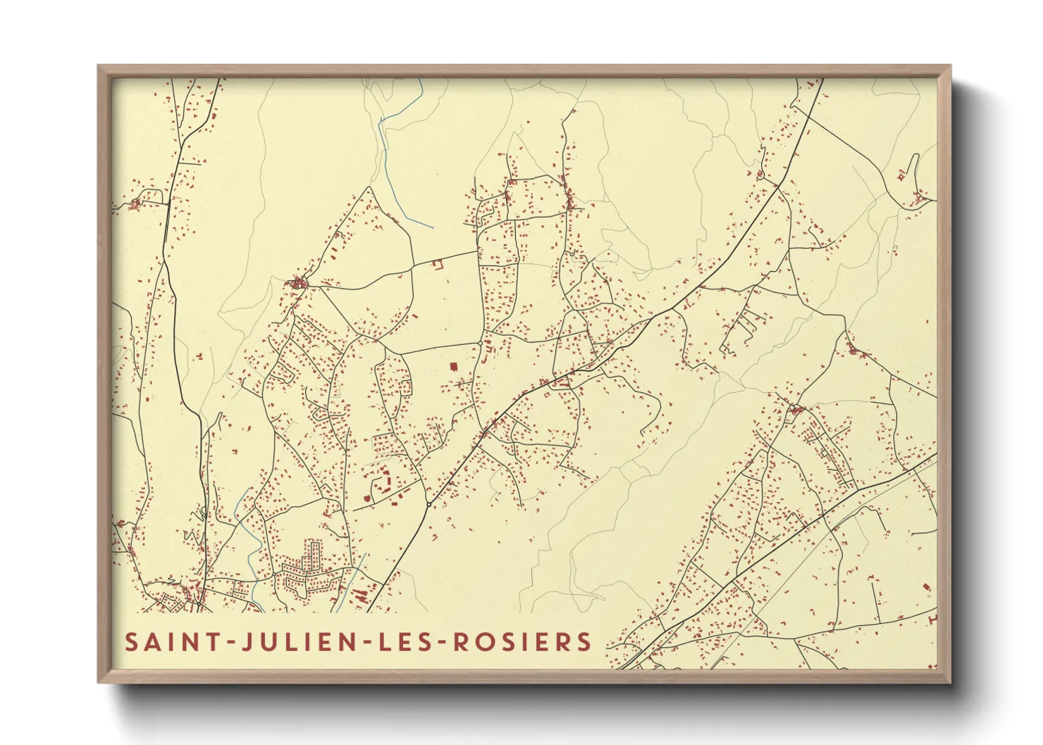 Une affiche de carte sur Saint-Julien-les-Rosiers