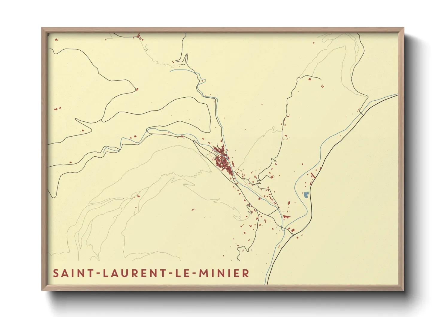 Une affiche de carte sur Saint-Laurent-le-Minier