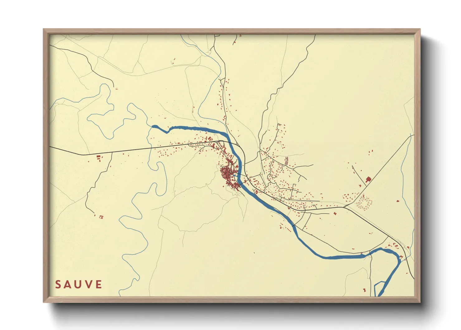 Une affiche de carte sur Sauve