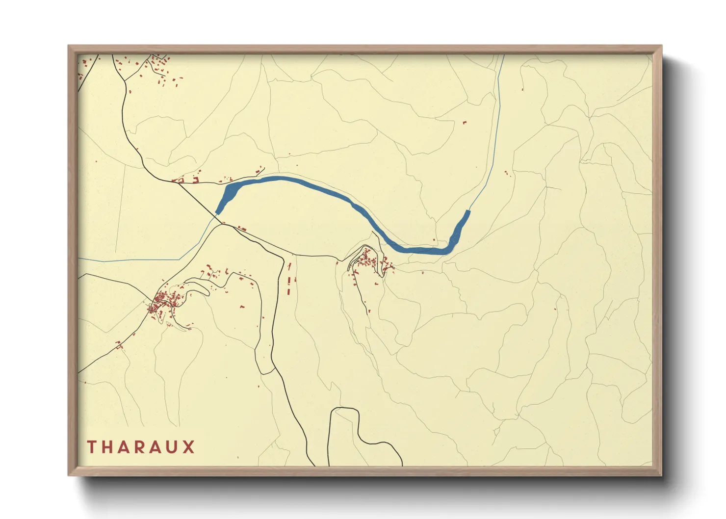 Une affiche de carte sur Tharaux