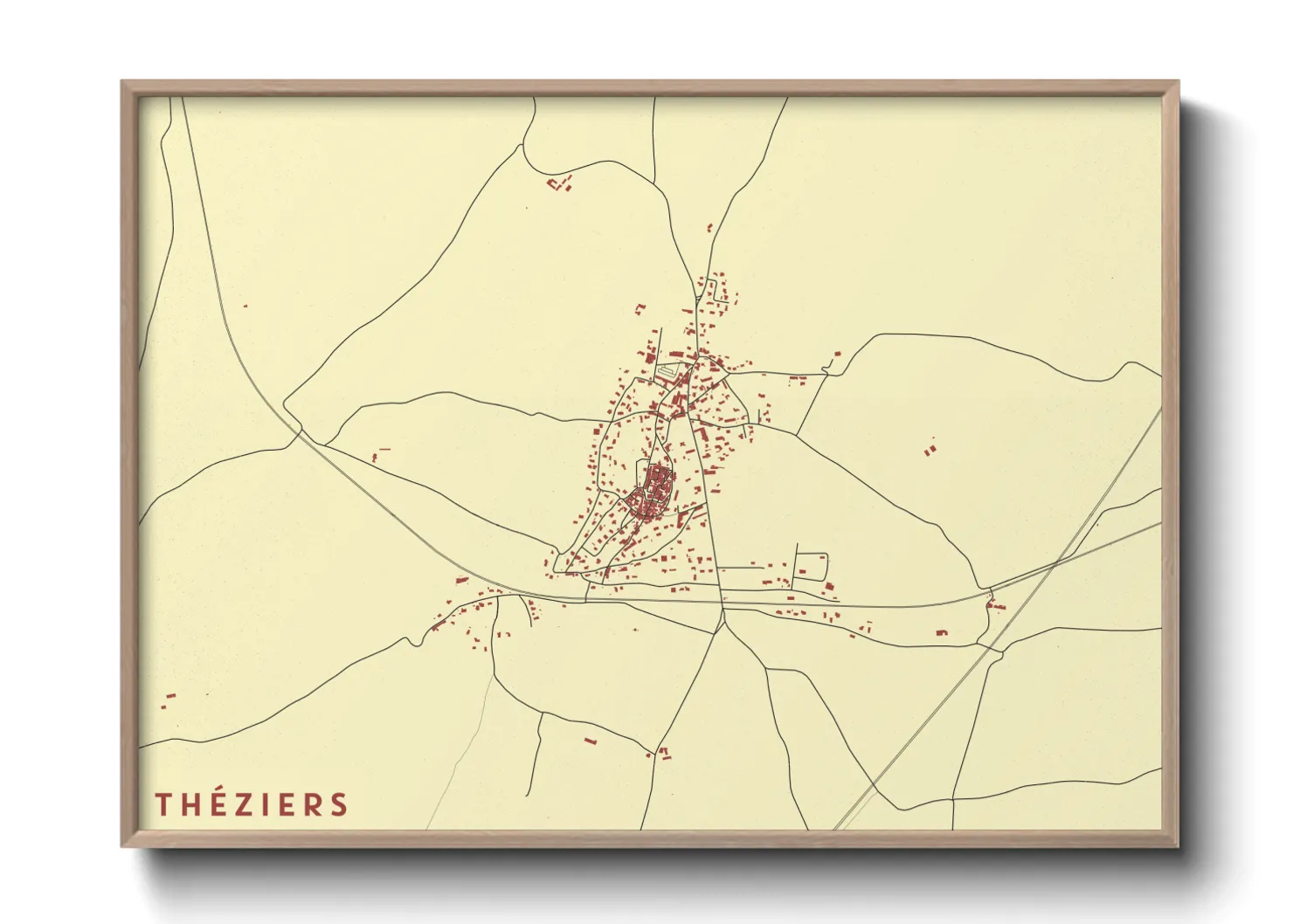 Une affiche de carte sur Théziers