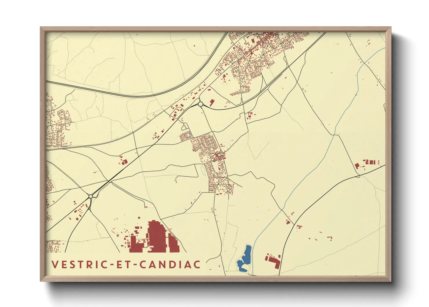Une affiche de carte sur Vestric-et-Candiac