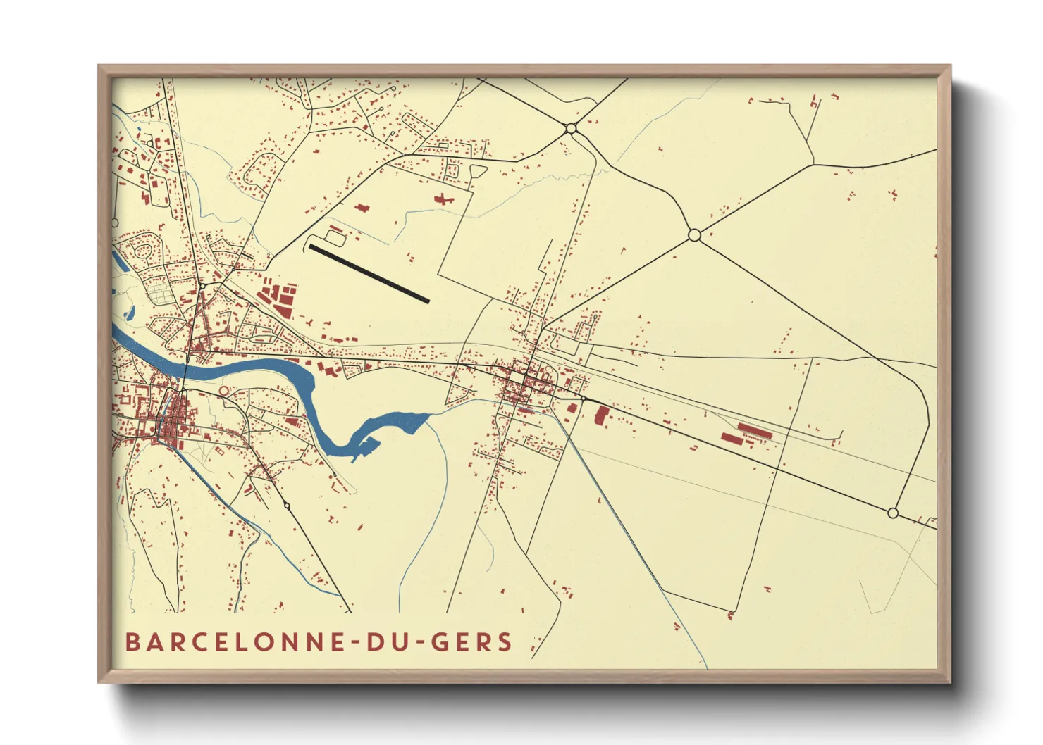 Une affiche de carte sur Barcelonne-du-Gers
