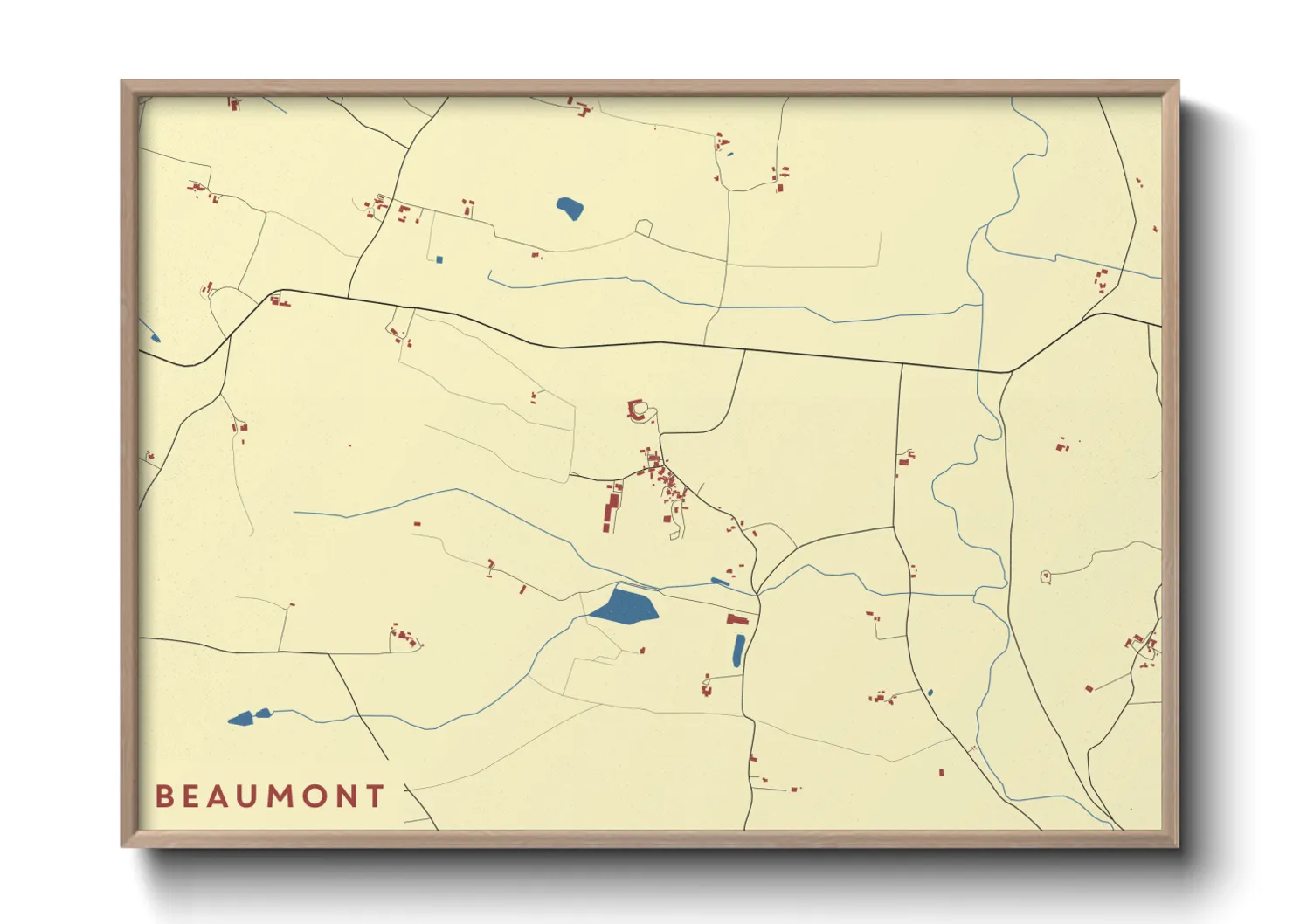 Une affiche de carte sur Beaumont