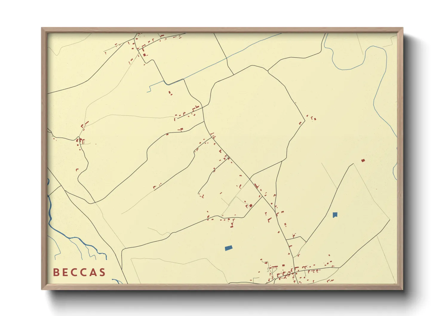 Une affiche de carte sur Beccas