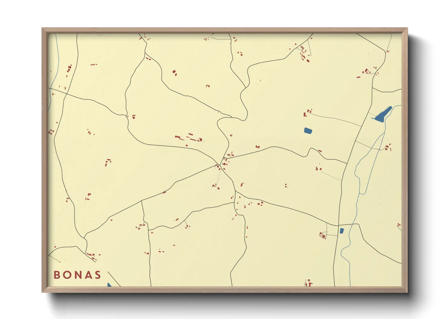 Une affiche de carte sur Bonas