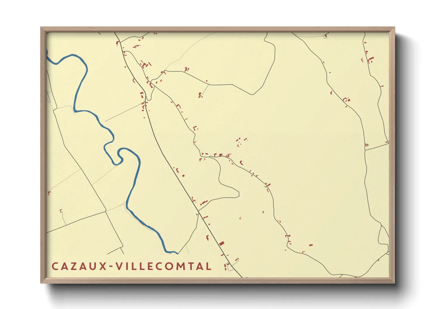Une affiche de carte sur Cazaux-Villecomtal