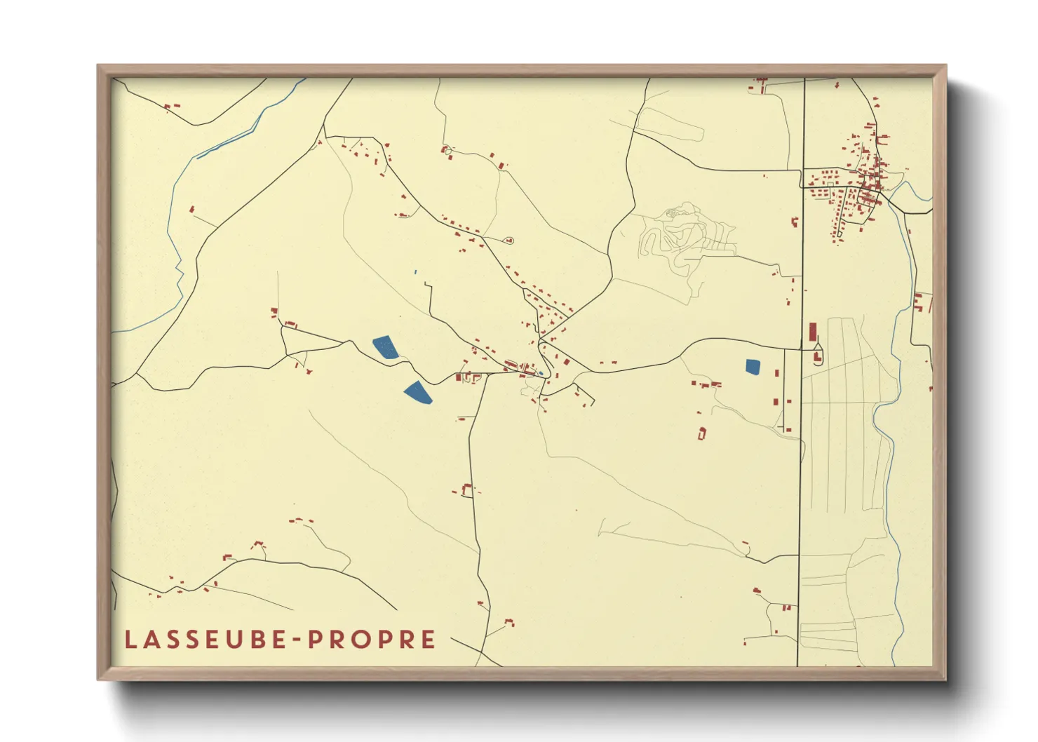 Une affiche de carte sur Lasseube-Propre