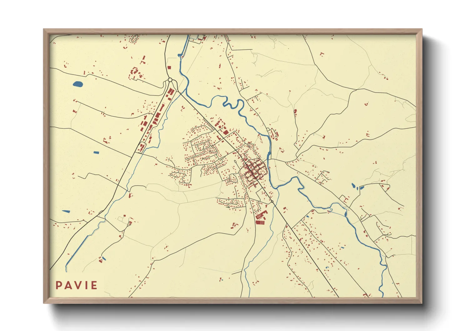 Une affiche de carte sur Pavie
