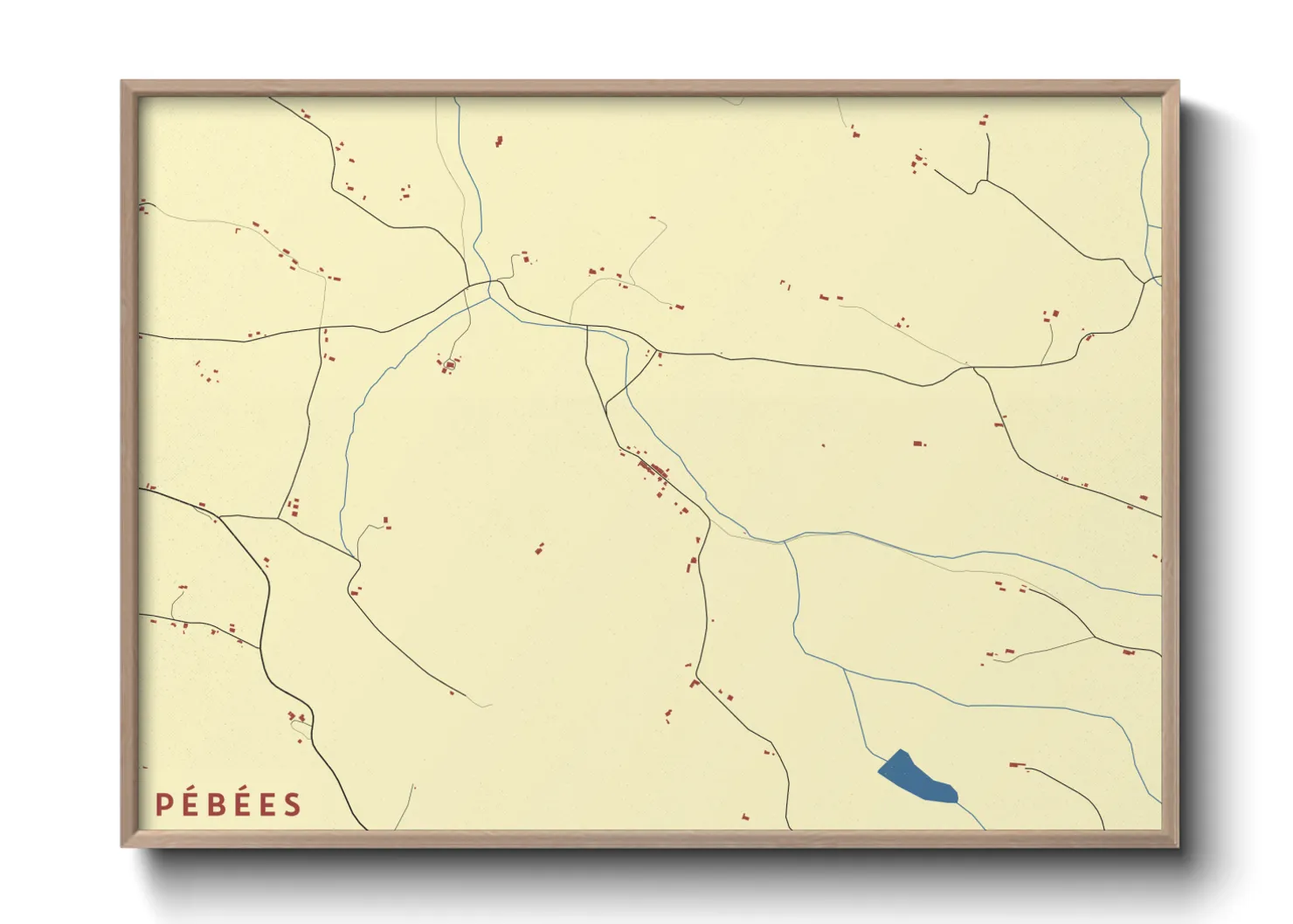 Une affiche de carte sur Pébées