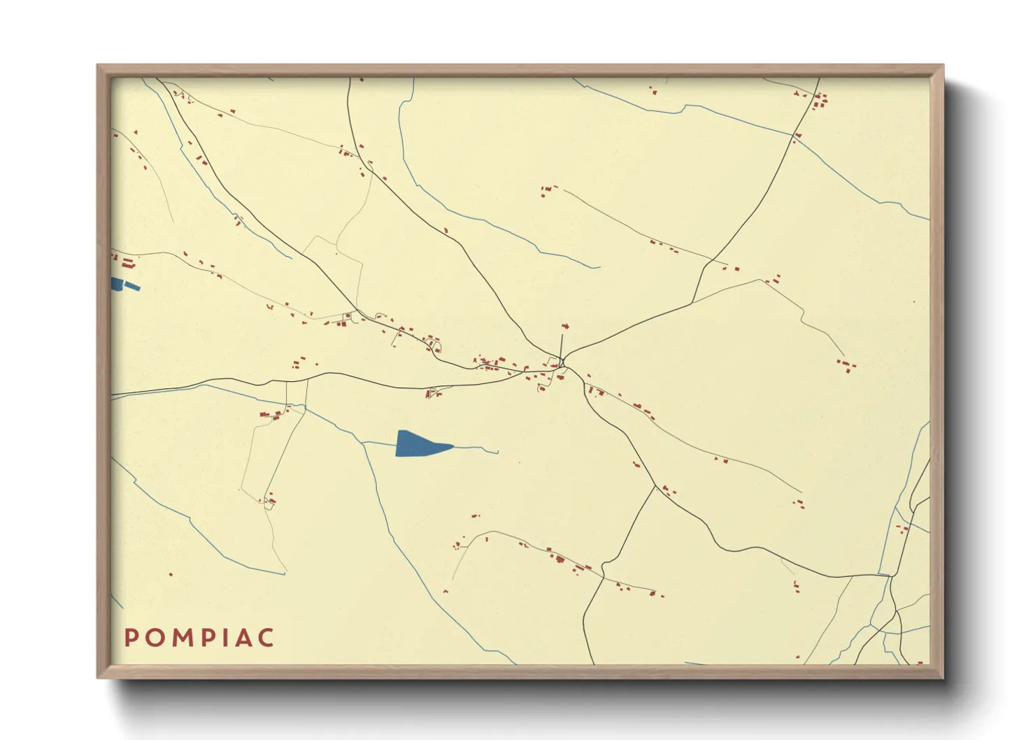 Une affiche de carte sur Pompiac