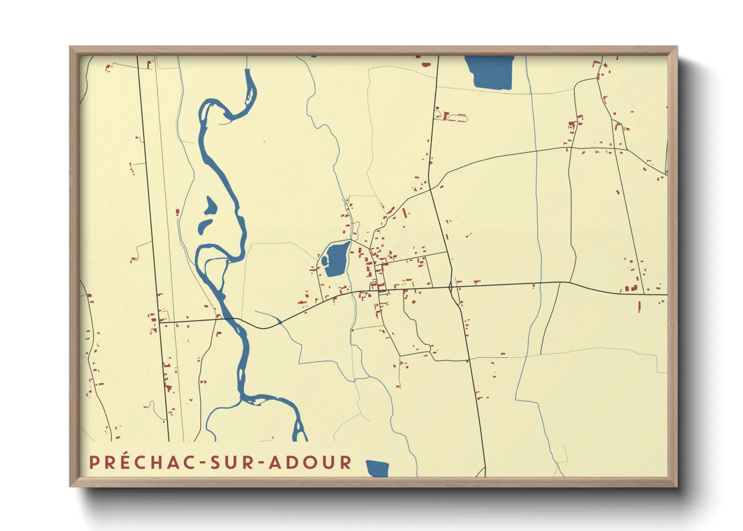 Une affiche de carte sur Préchac-sur-Adour