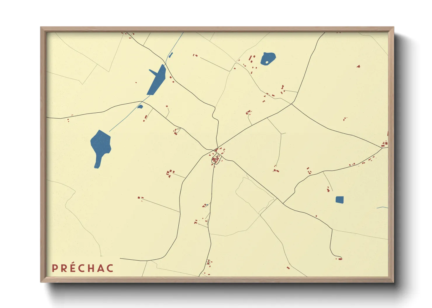 Une affiche de carte sur Préchac