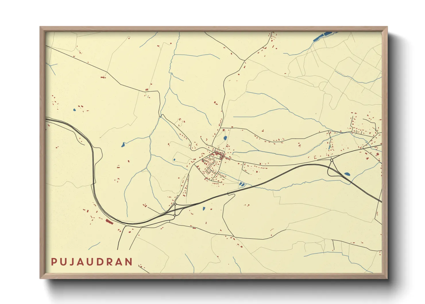 Une affiche de carte sur Pujaudran