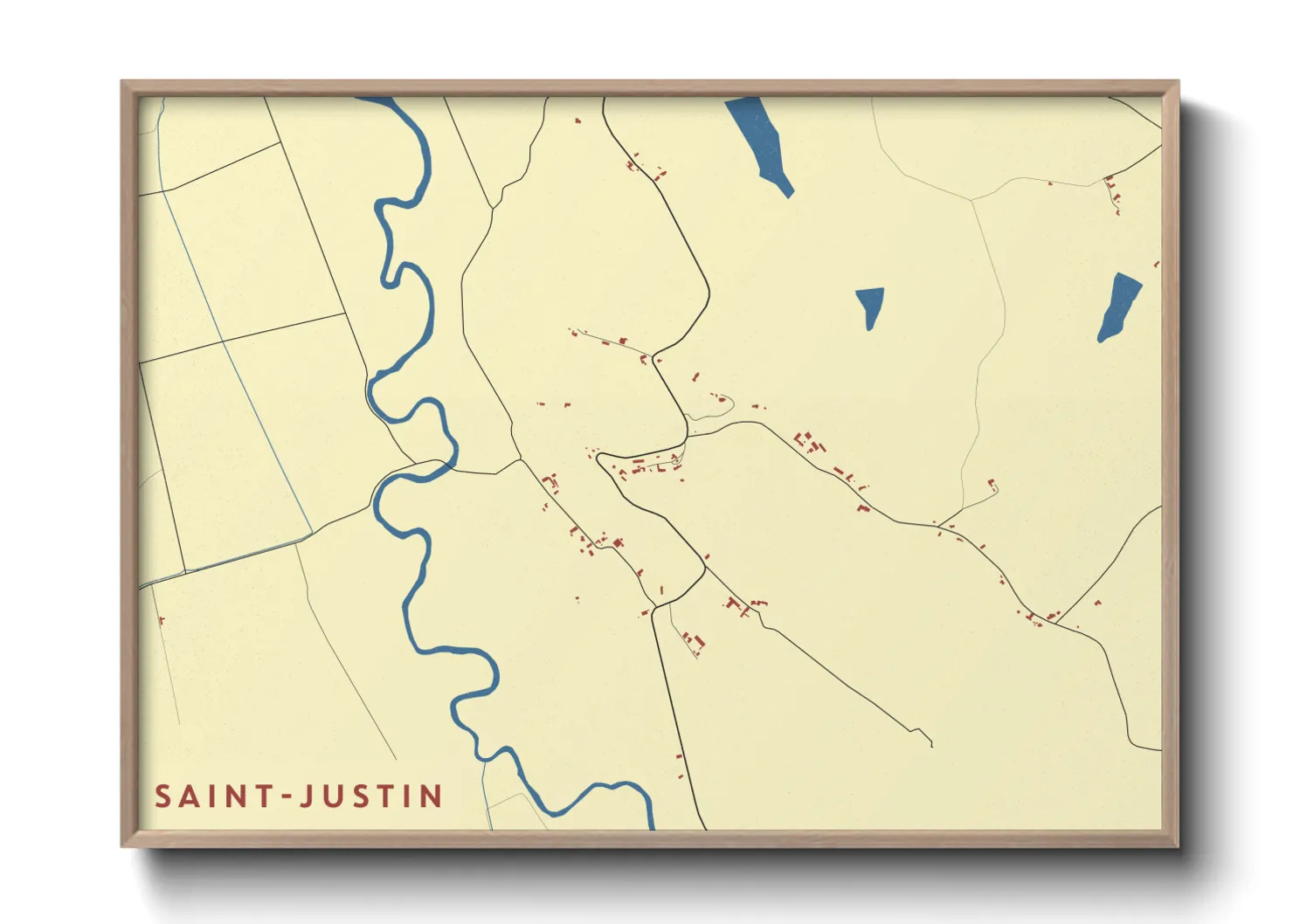 Une affiche de carte sur Saint-Justin
