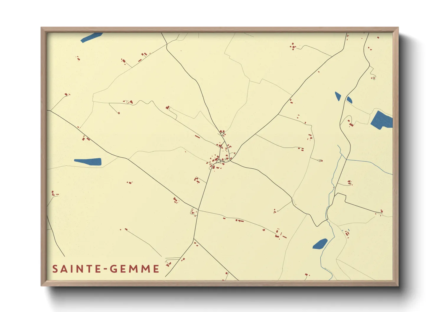 Une affiche de carte sur Sainte-Gemme