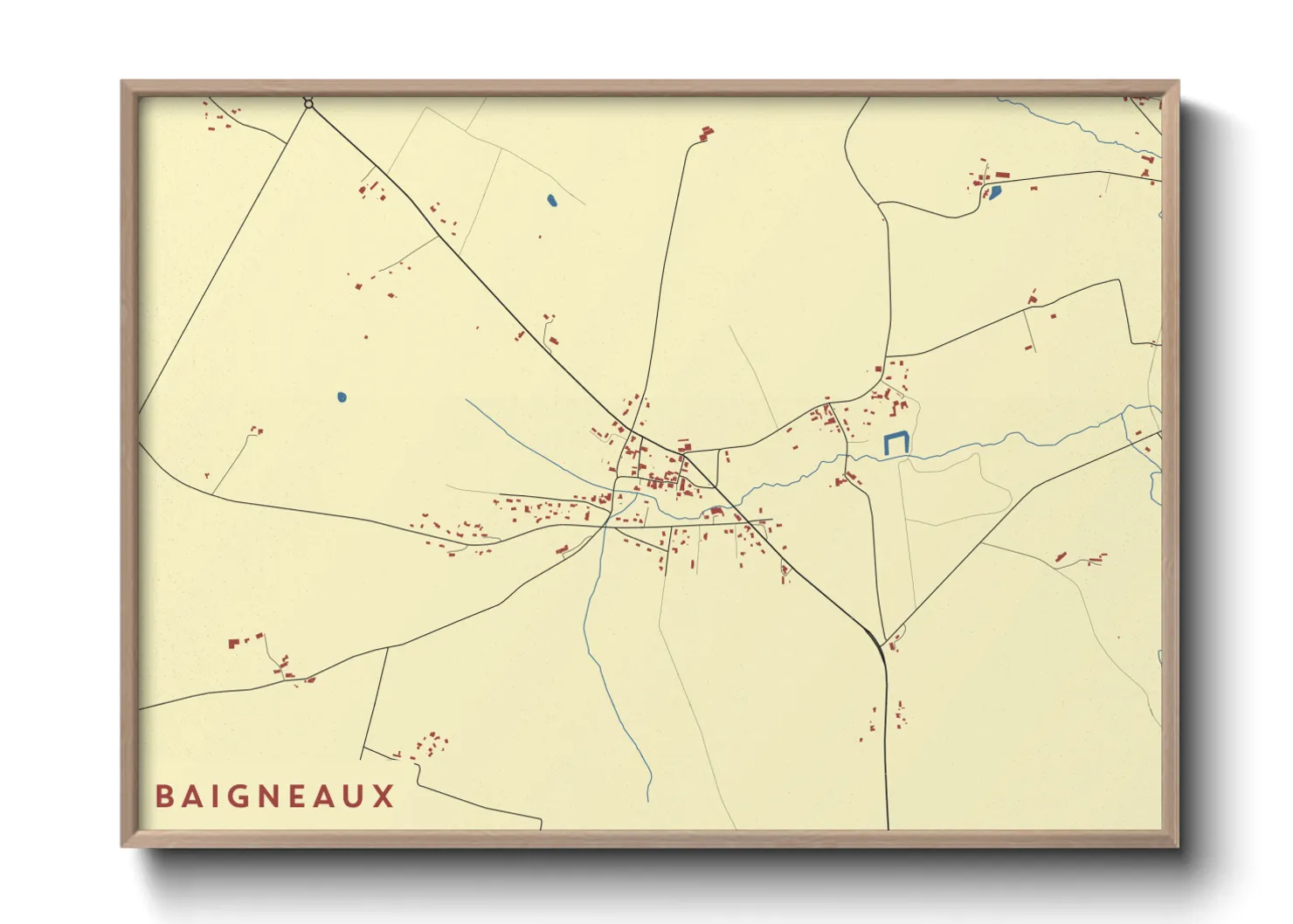 Une affiche de carte sur Baigneaux