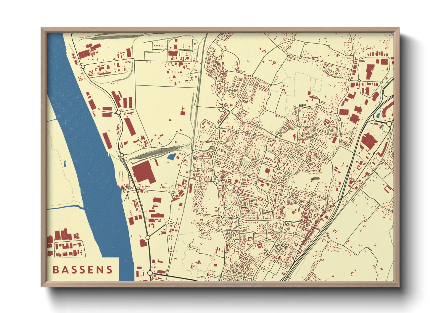 Une affiche de carte sur Bassens