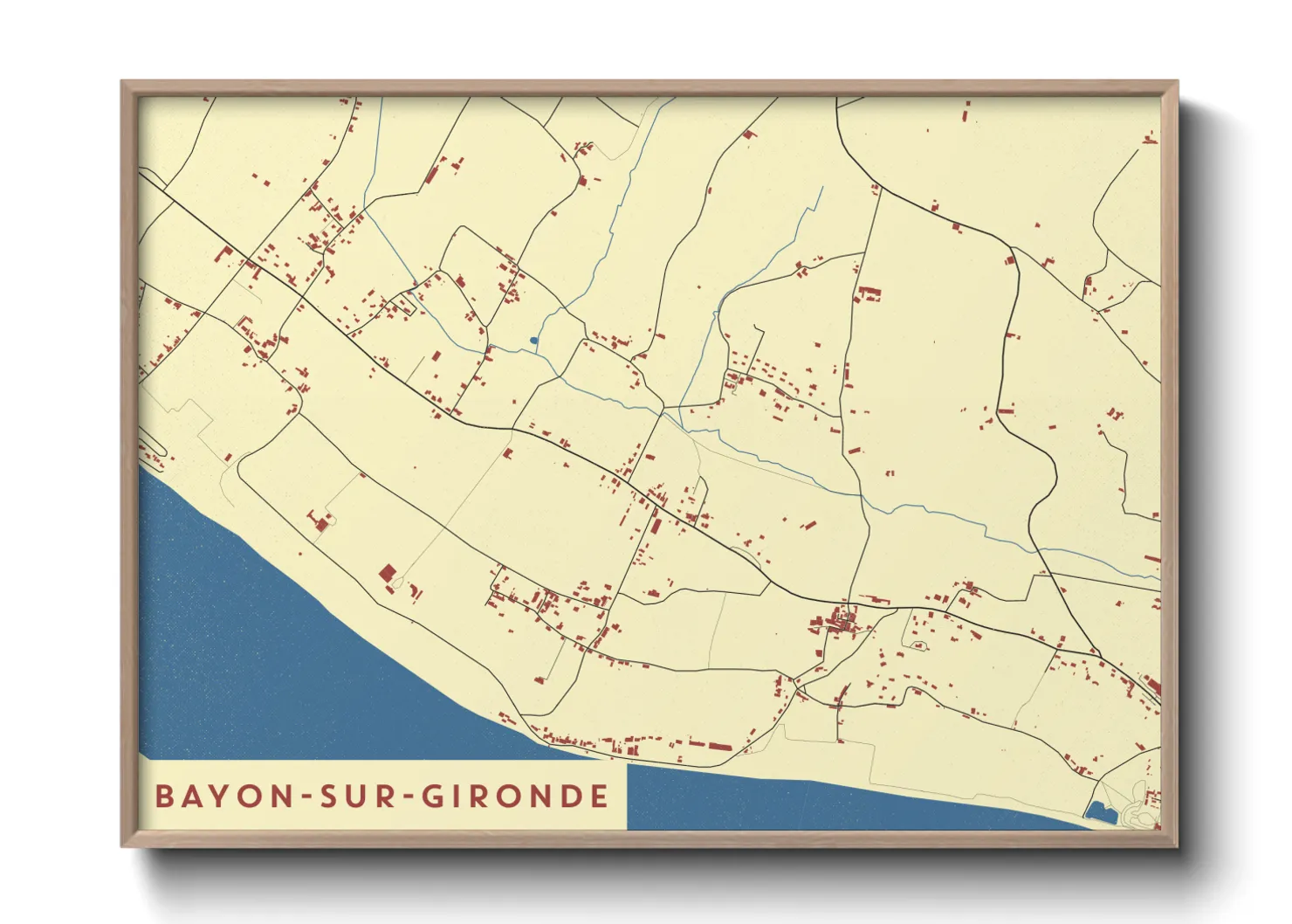 Une affiche de carte sur Bayon-sur-Gironde