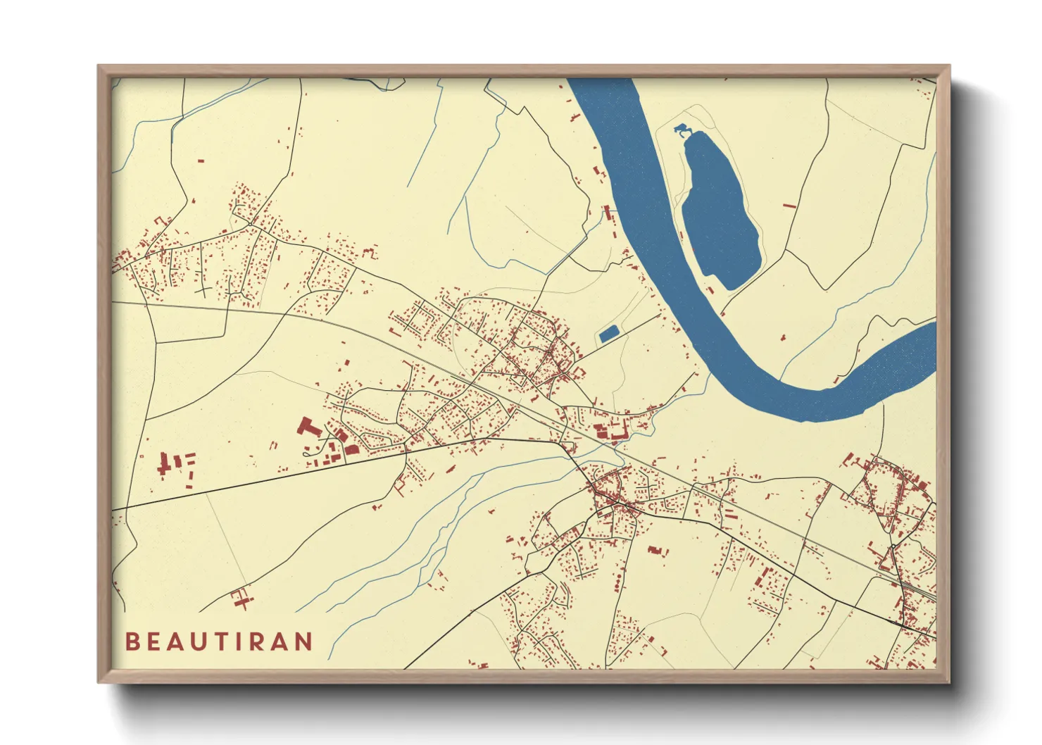 Une affiche de carte sur Beautiran