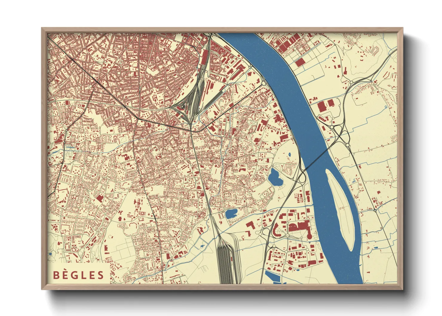 Une affiche de carte sur Bègles