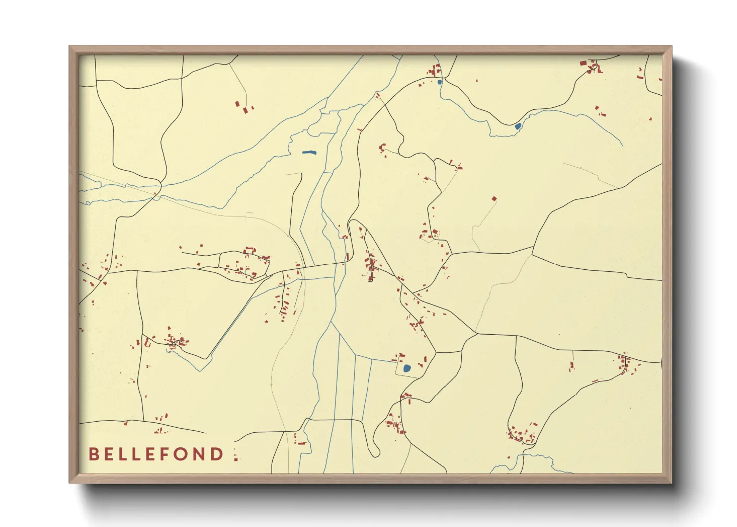 Une affiche de carte sur Bellefond