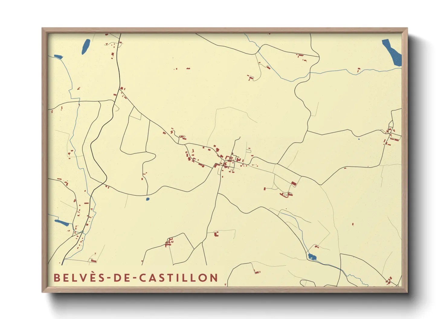 Une affiche de carte sur Belvès-de-Castillon
