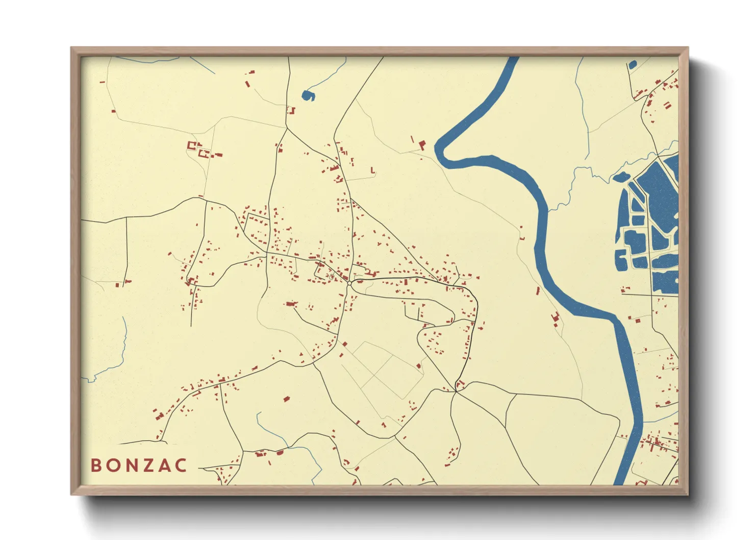 Une affiche de carte sur Bonzac