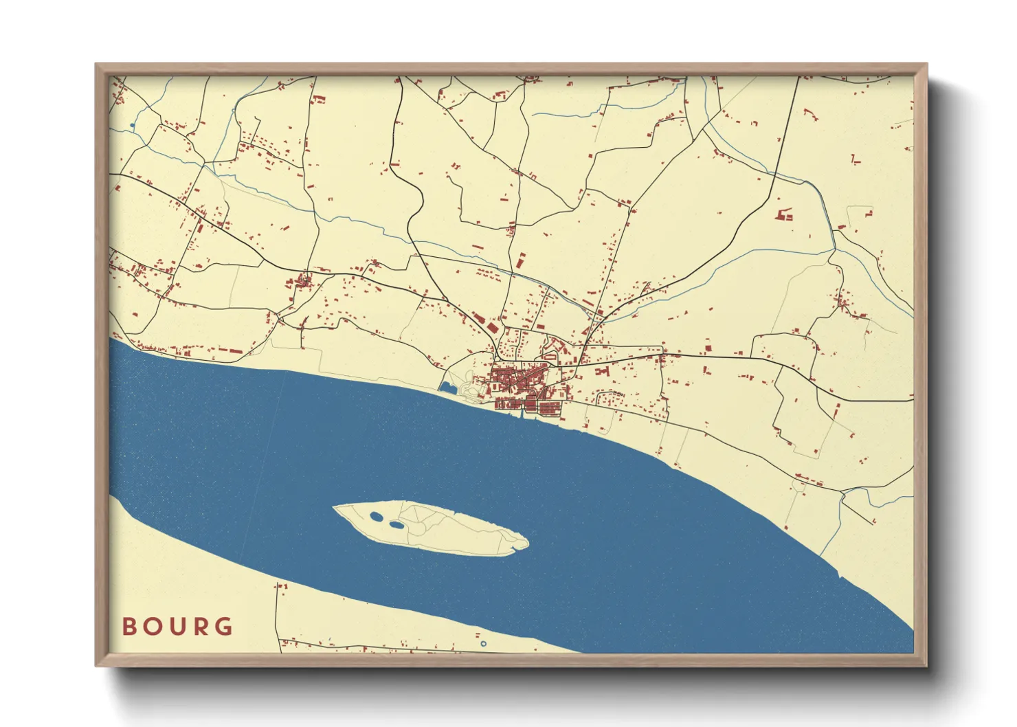 Une affiche de carte sur Bourg