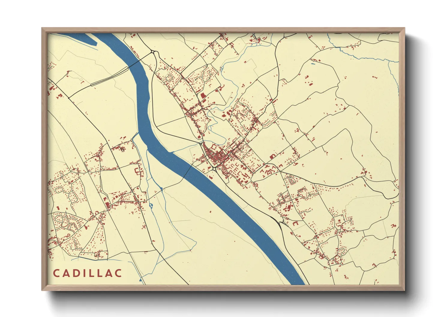 Une affiche de carte sur Cadillac