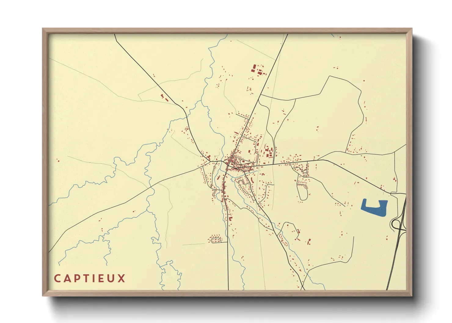 Une affiche de carte sur Captieux