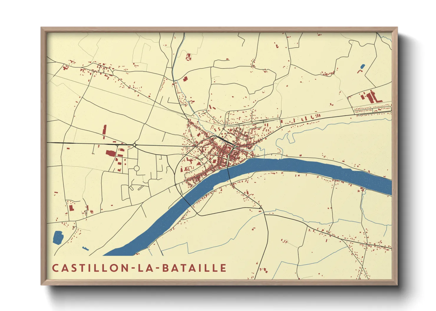 Une affiche de carte sur Castillon-la-Bataille