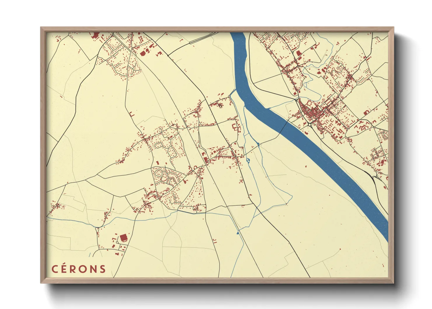 Une affiche de carte sur Cérons