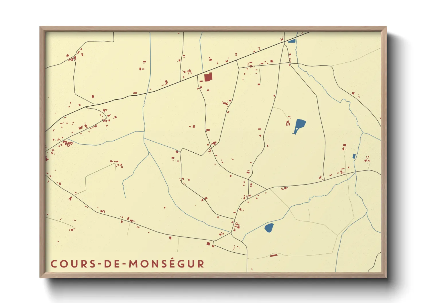 Une affiche de carte sur Cours-de-Monségur