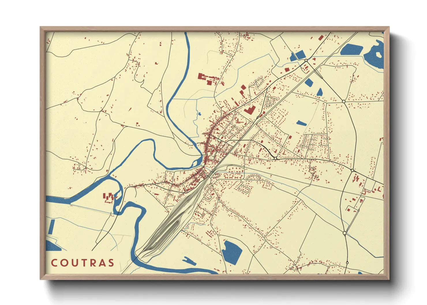 Une affiche de carte sur Coutras