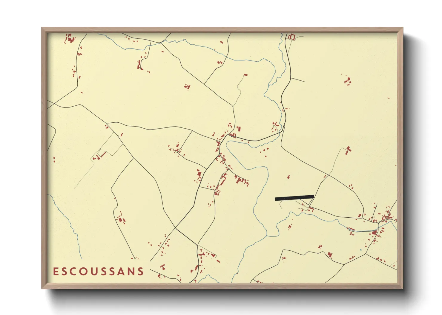 Une affiche de carte sur Escoussans