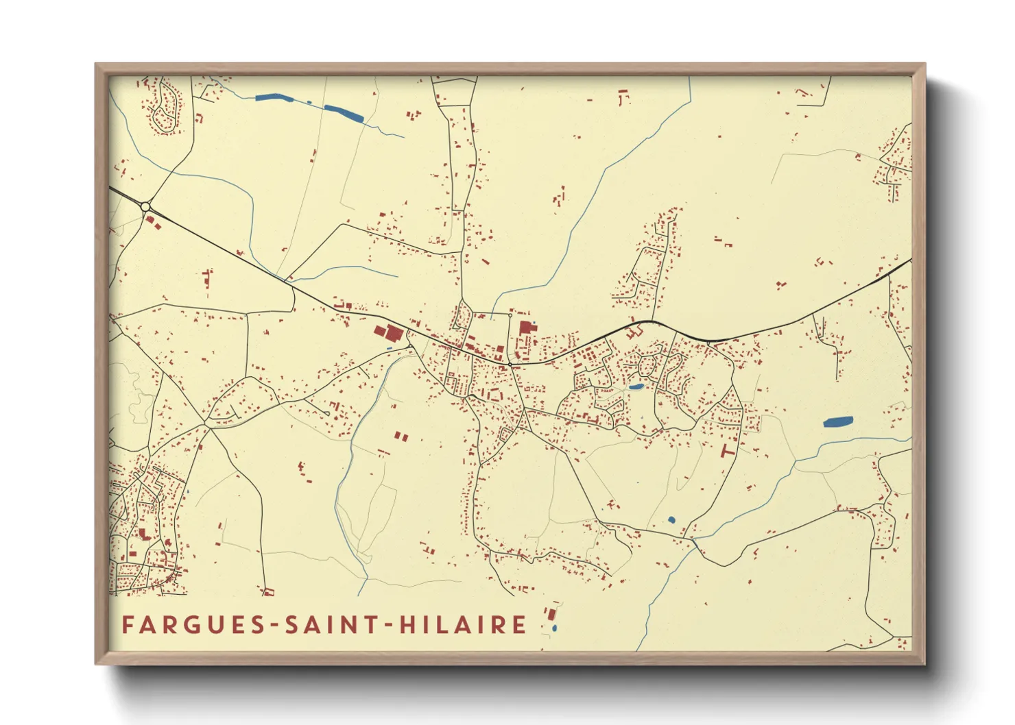 Une affiche de carte sur Fargues-Saint-Hilaire
