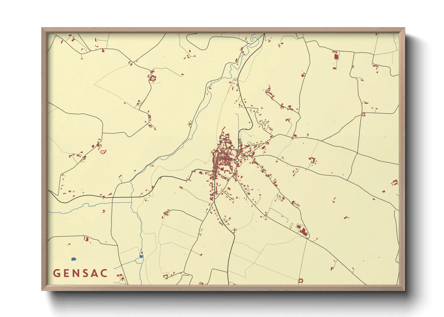 Une affiche de carte sur Gensac