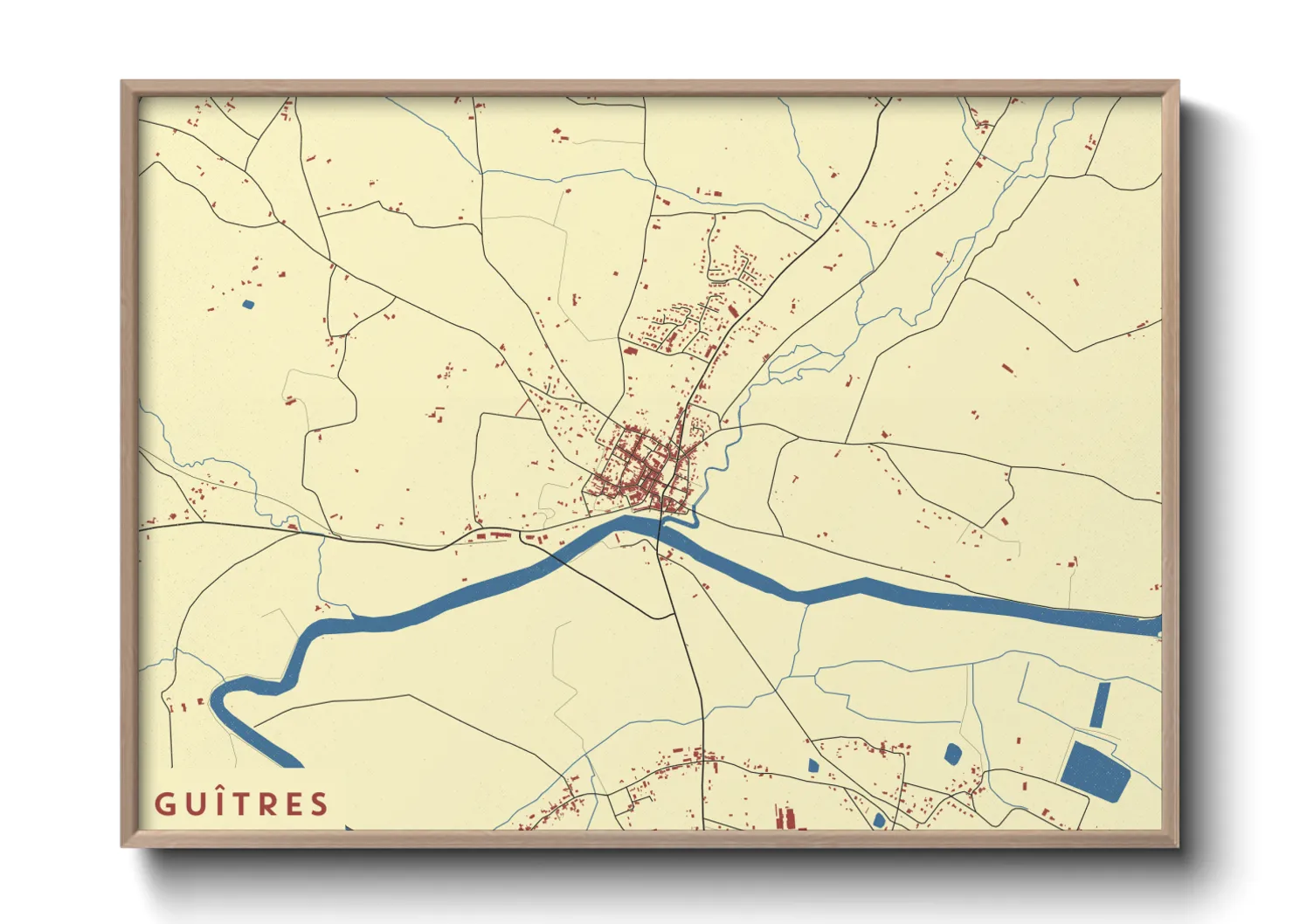 Une affiche de carte sur Guîtres