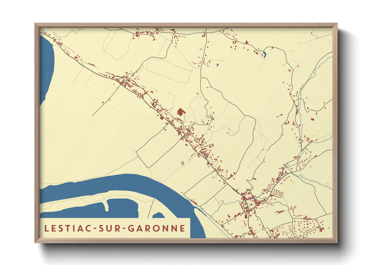 Une affiche de carte sur Lestiac-sur-Garonne