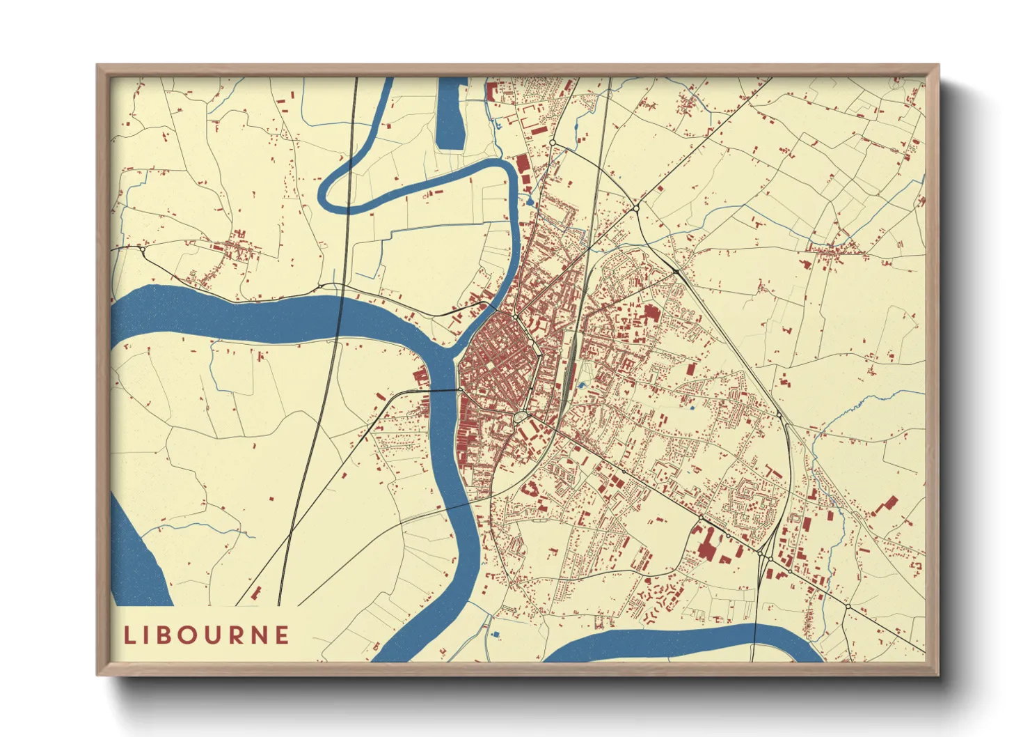 Une affiche de carte sur Libourne